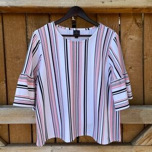 Worthington Striped Flare Sleeve Women’s Blouse